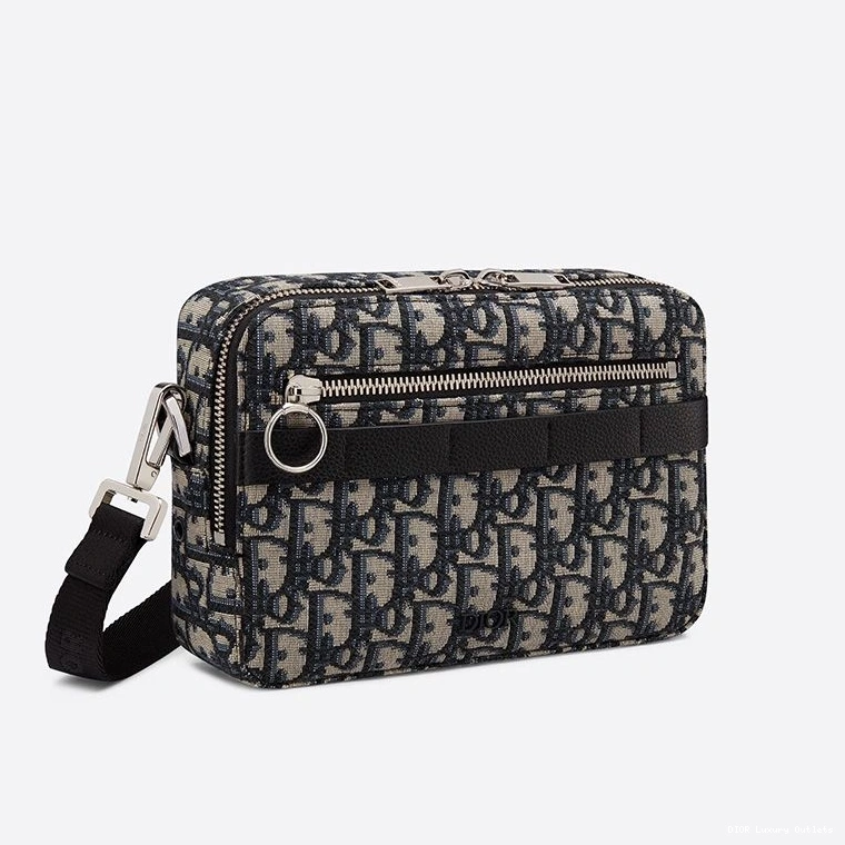 Cheap Dior Blue Motif Canvas Safari Messenger Oblique 0801 Luxury